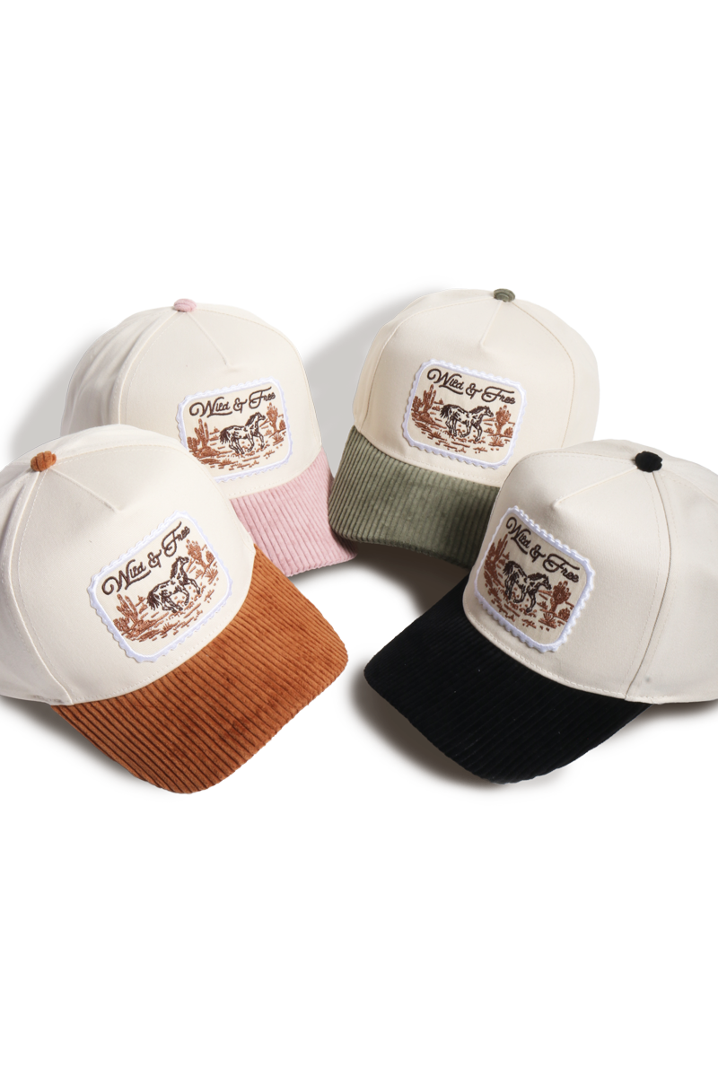 WESTERN Wild & Free Patch Corduroy Brim 5 Panel Two Tone Cap