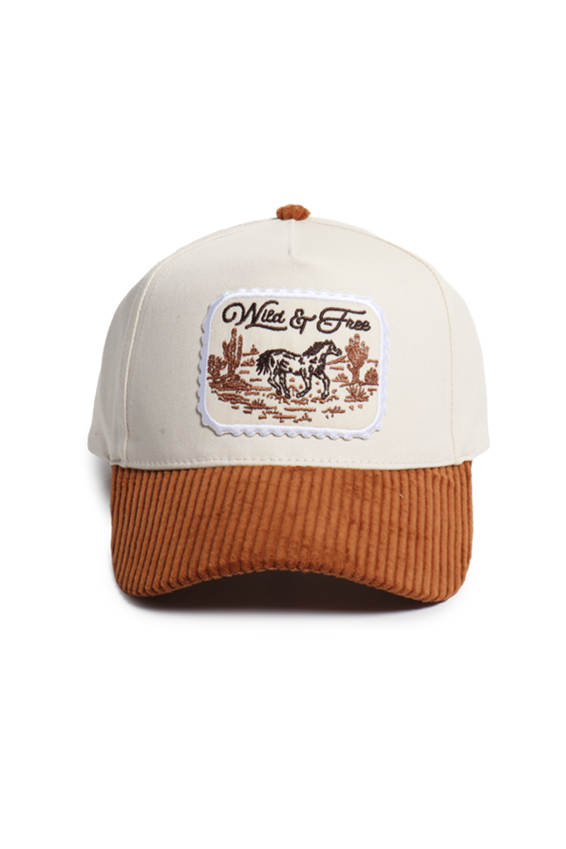 WESTERN Wild & Free Patch Corduroy Brim 5 Panel Two Tone Cap