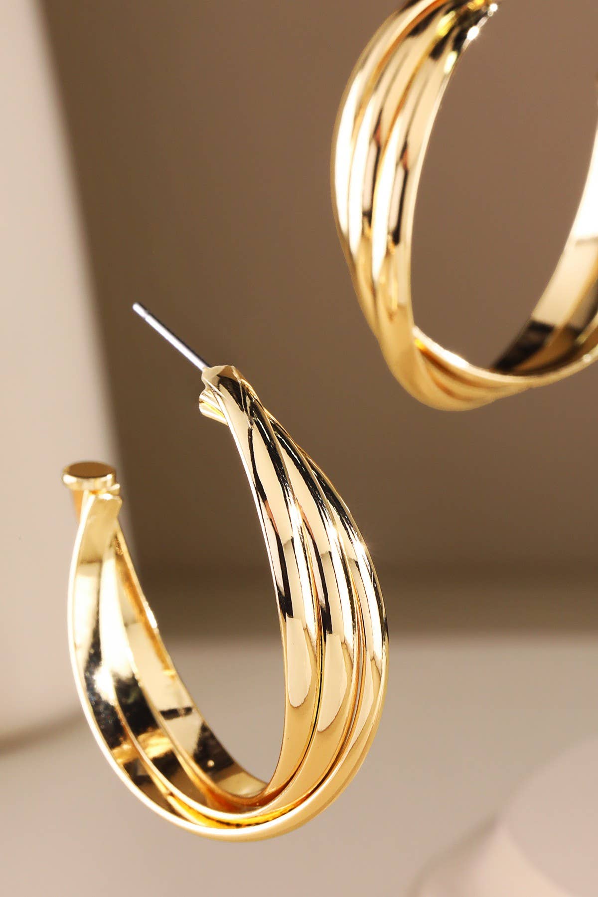 Twisted Ridge Half-Hoop Earrings