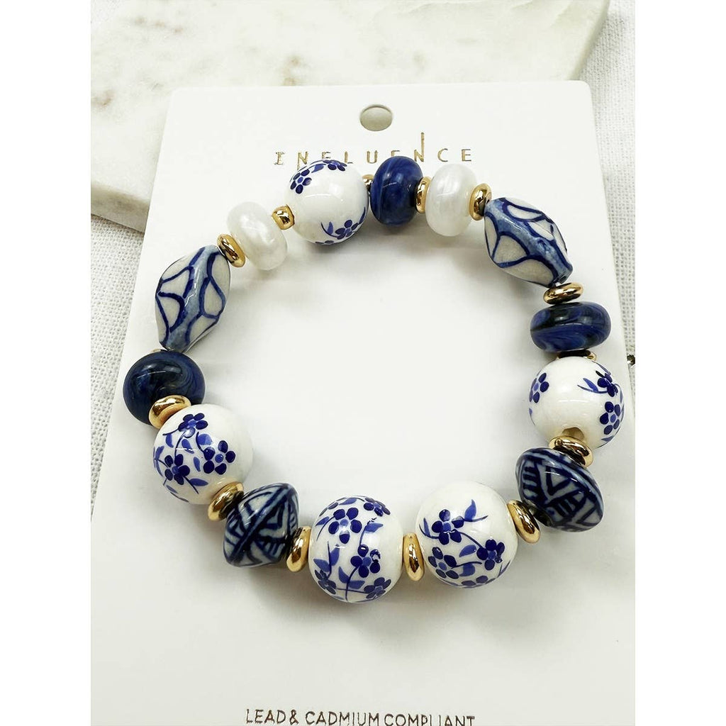Round Shaped Ceramic Bead Stretch Bracelet