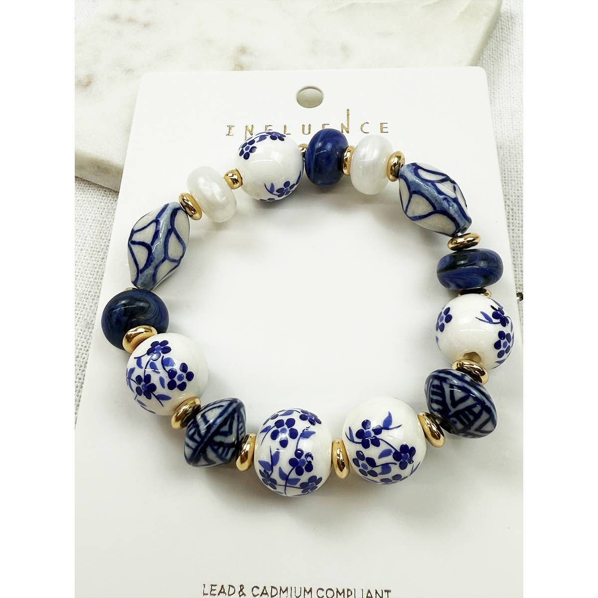 Round Shaped Ceramic Bead Stretch Bracelet