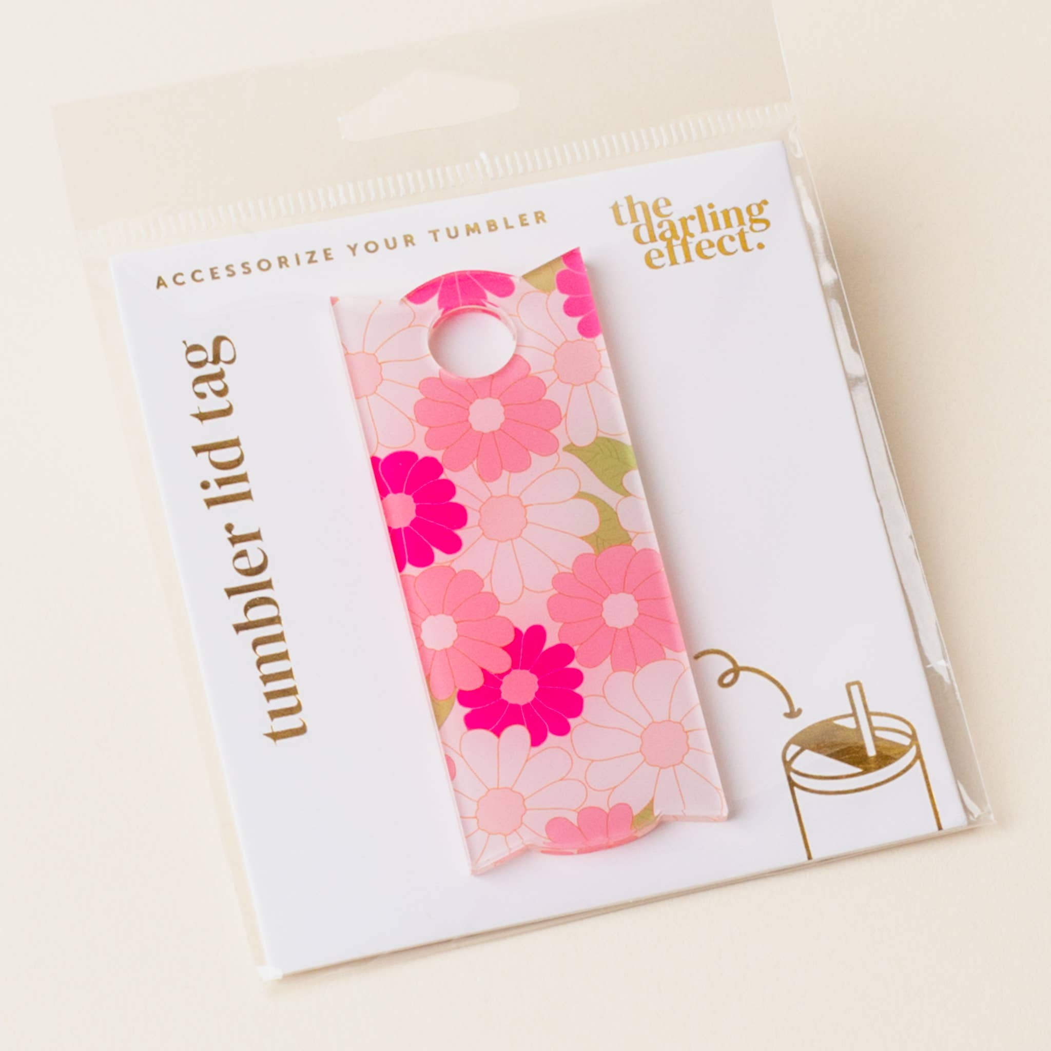 Tumbler Lid Tag-Daisy Craze Hot Pink