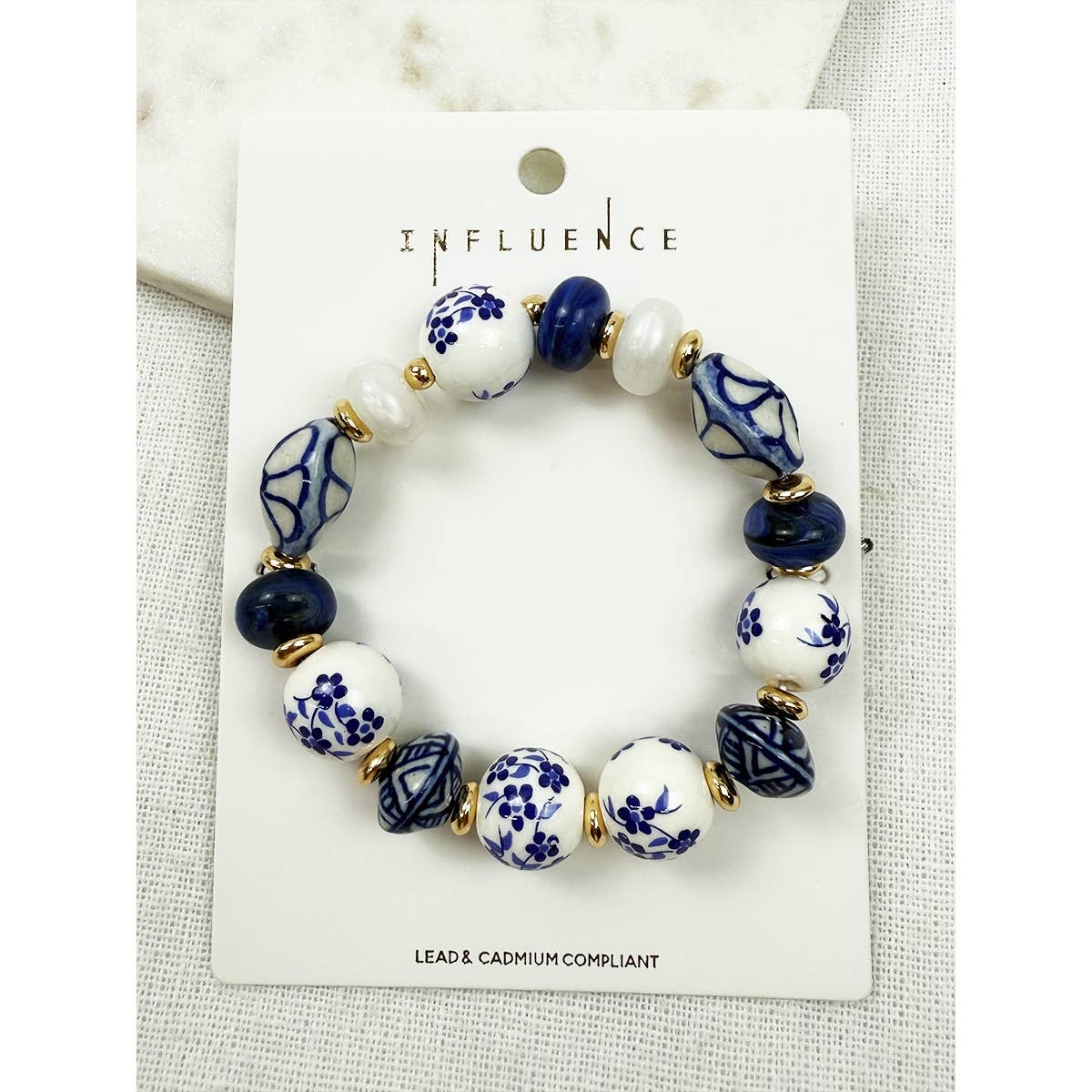 Round Shaped Ceramic Bead Stretch Bracelet