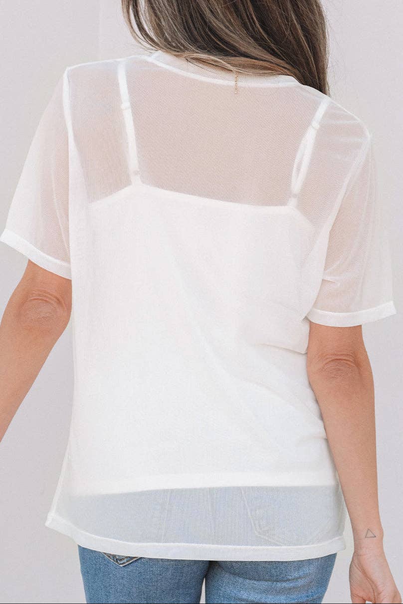 Sheer Mesh Short Sleeve Summer Top