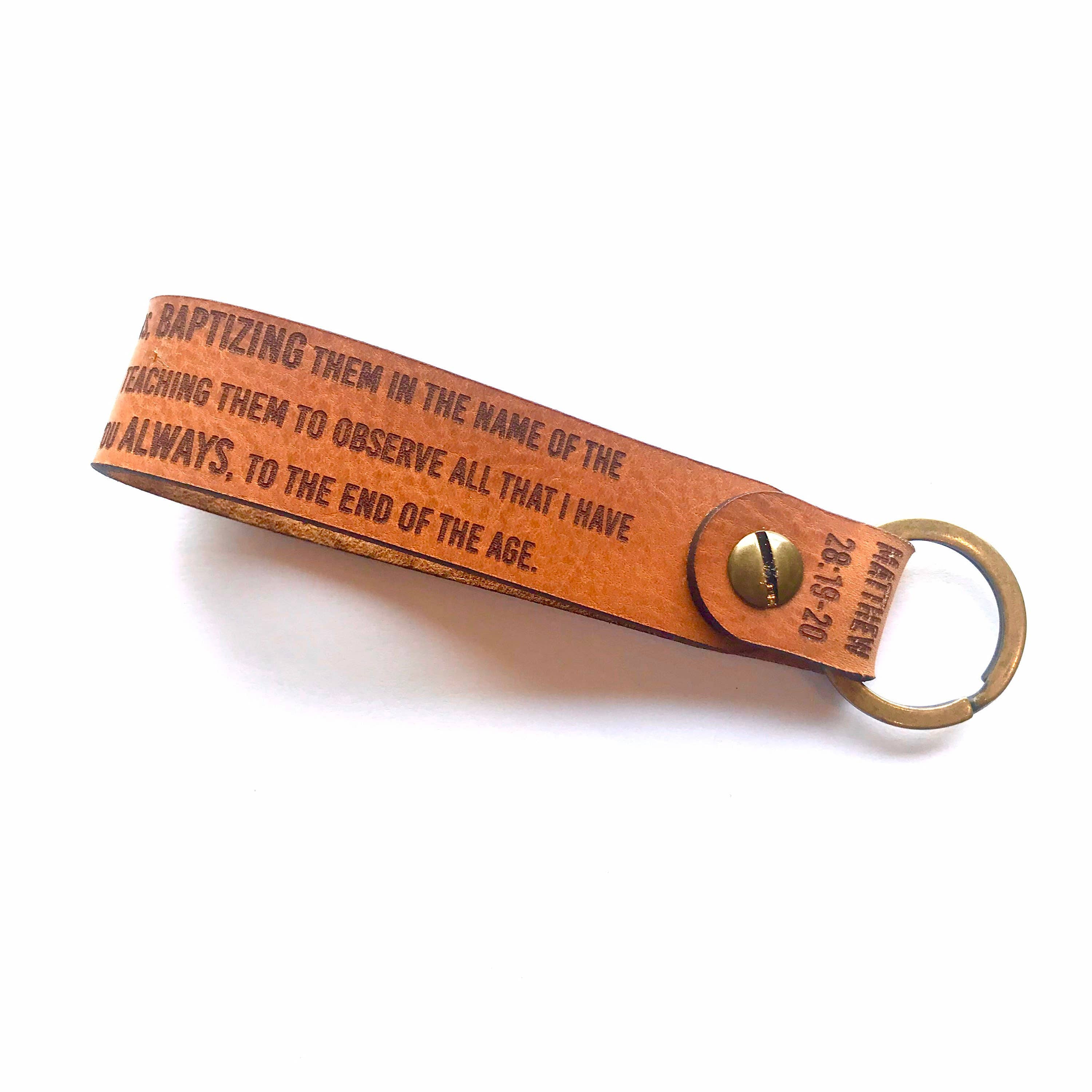 Matthew 28:19 Leather Keychain
