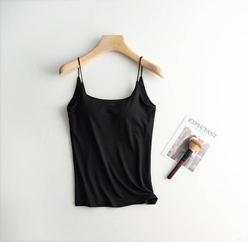Cotton Blend Camisole Self Bra Tank Top