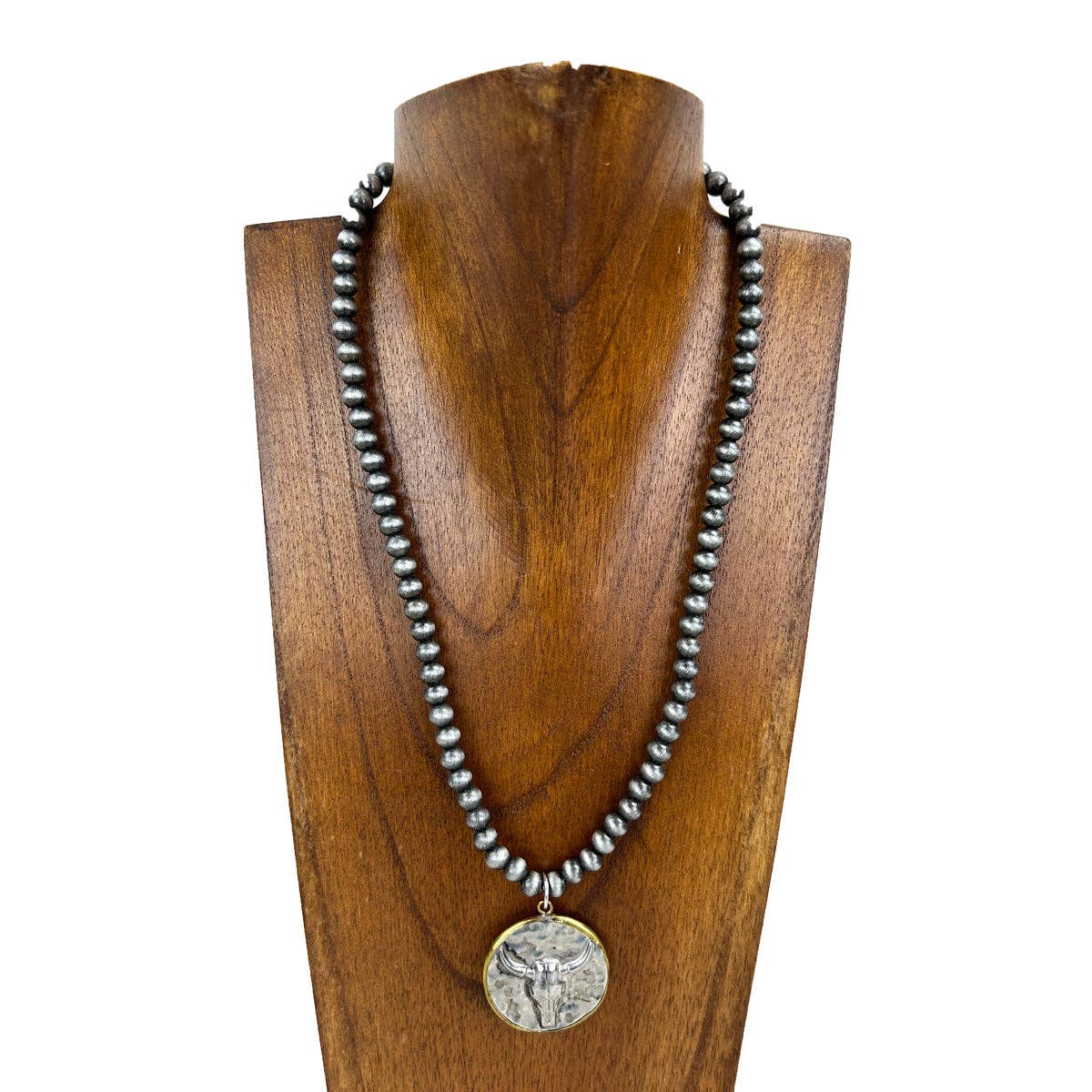 17 inches 6mm silver Navajo pearl necklace