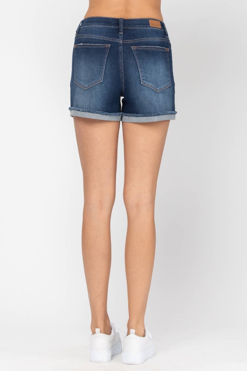 Mid-Rise Cuffed Hem Shorts