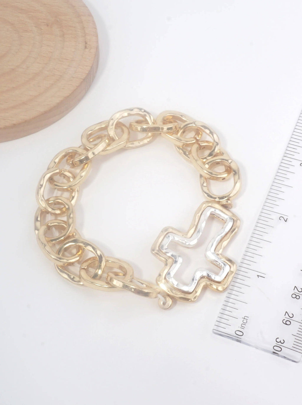 Hammered Cross Stretch Bracelet