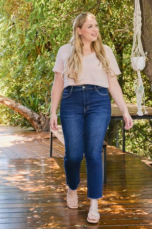 Plus Size High Rise Vervet Stretch Slim Straight Jeans