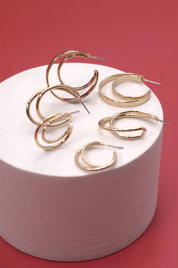 GEO HOOP TRIO SET EARRINGS