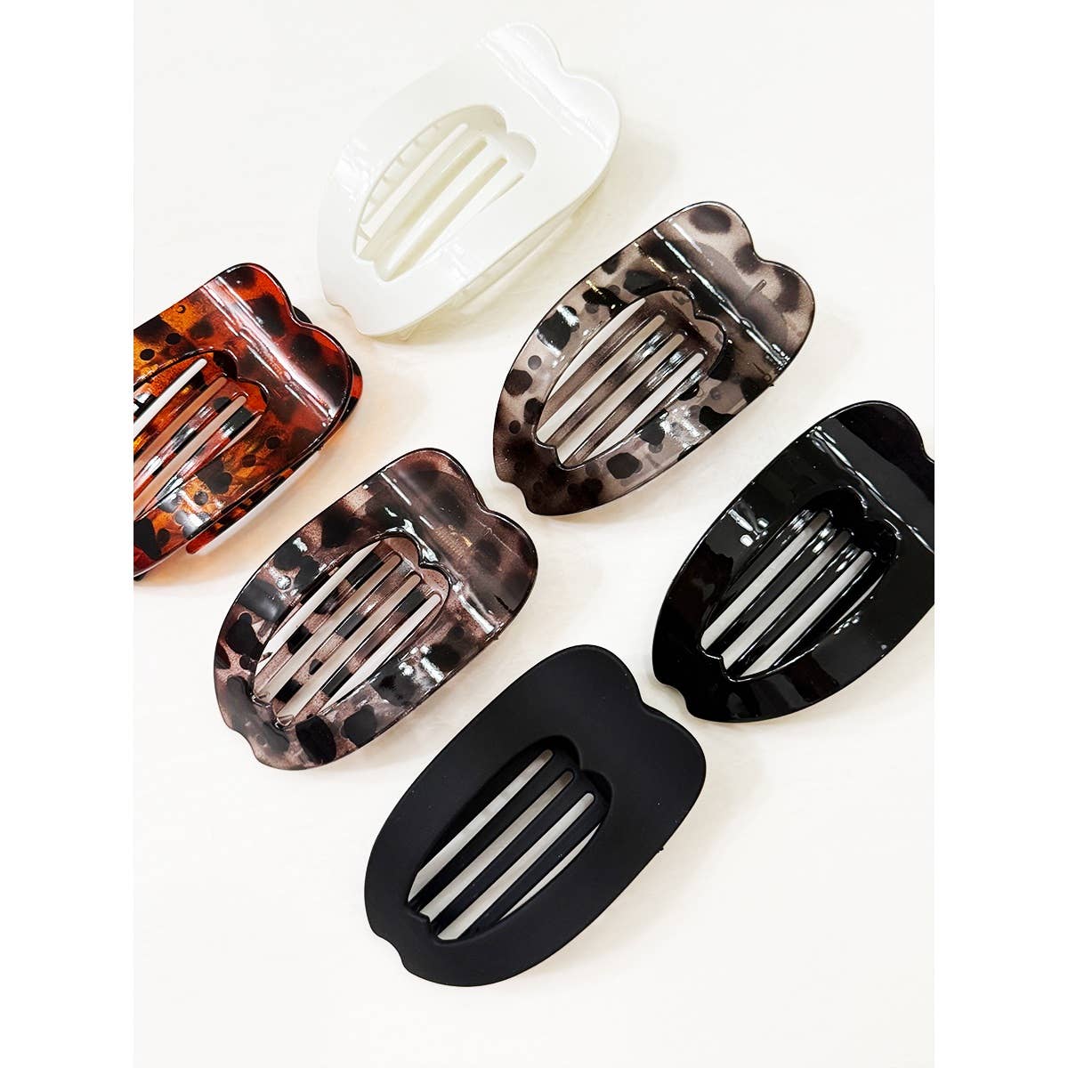 Leopard Mixed Pattern Flat Hair Claw