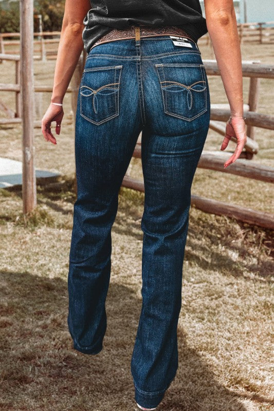 Western Stitch Patched Pocket Bootcut Denim Jeans