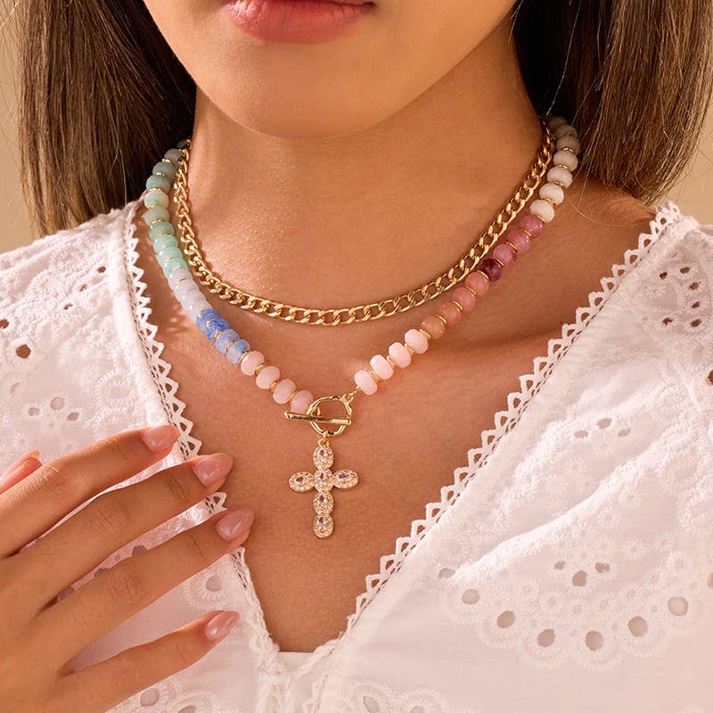 Multi Layer Pendant Resin Beaded Necklaces