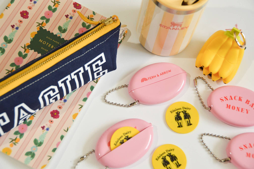 Retro Rubber Coin Pouch with Ball Chain Keychain
