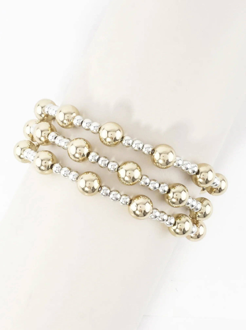 3PC-Set Alternating Beads Stretch Bracelets