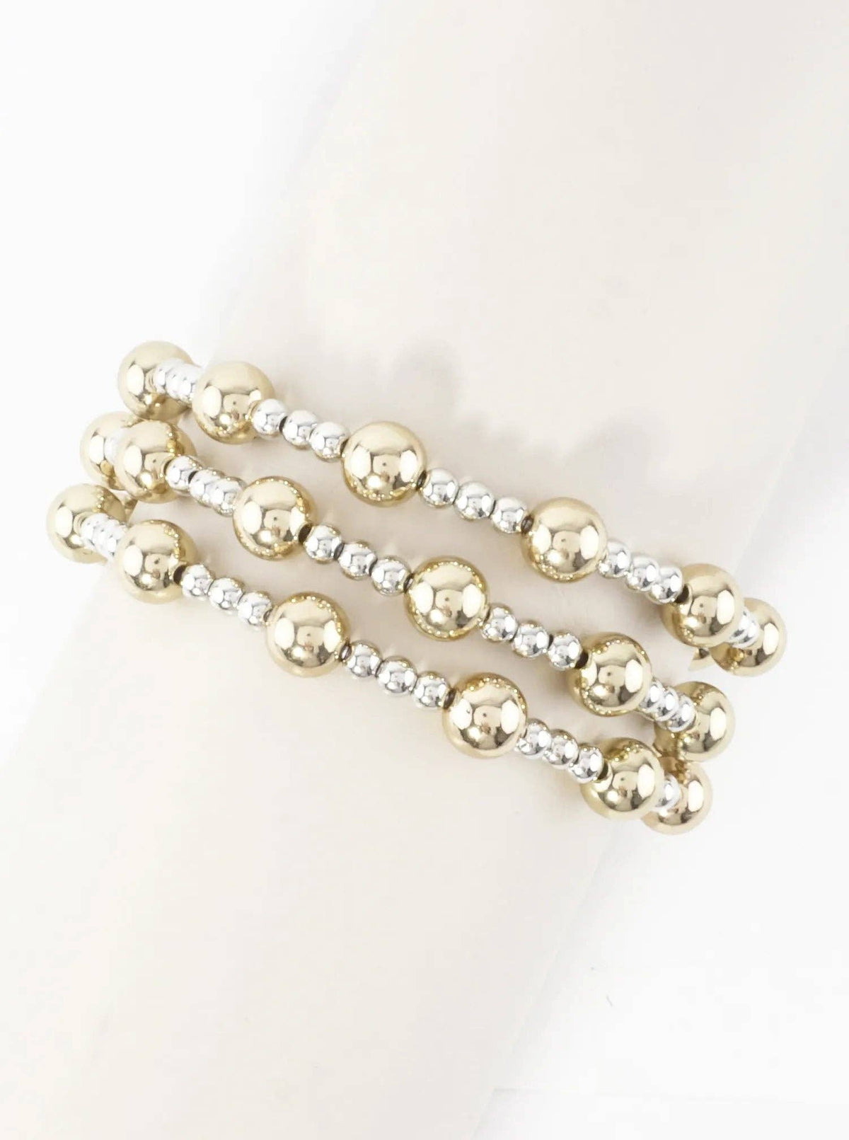 3PC-Set Alternating Beads Stretch Bracelets