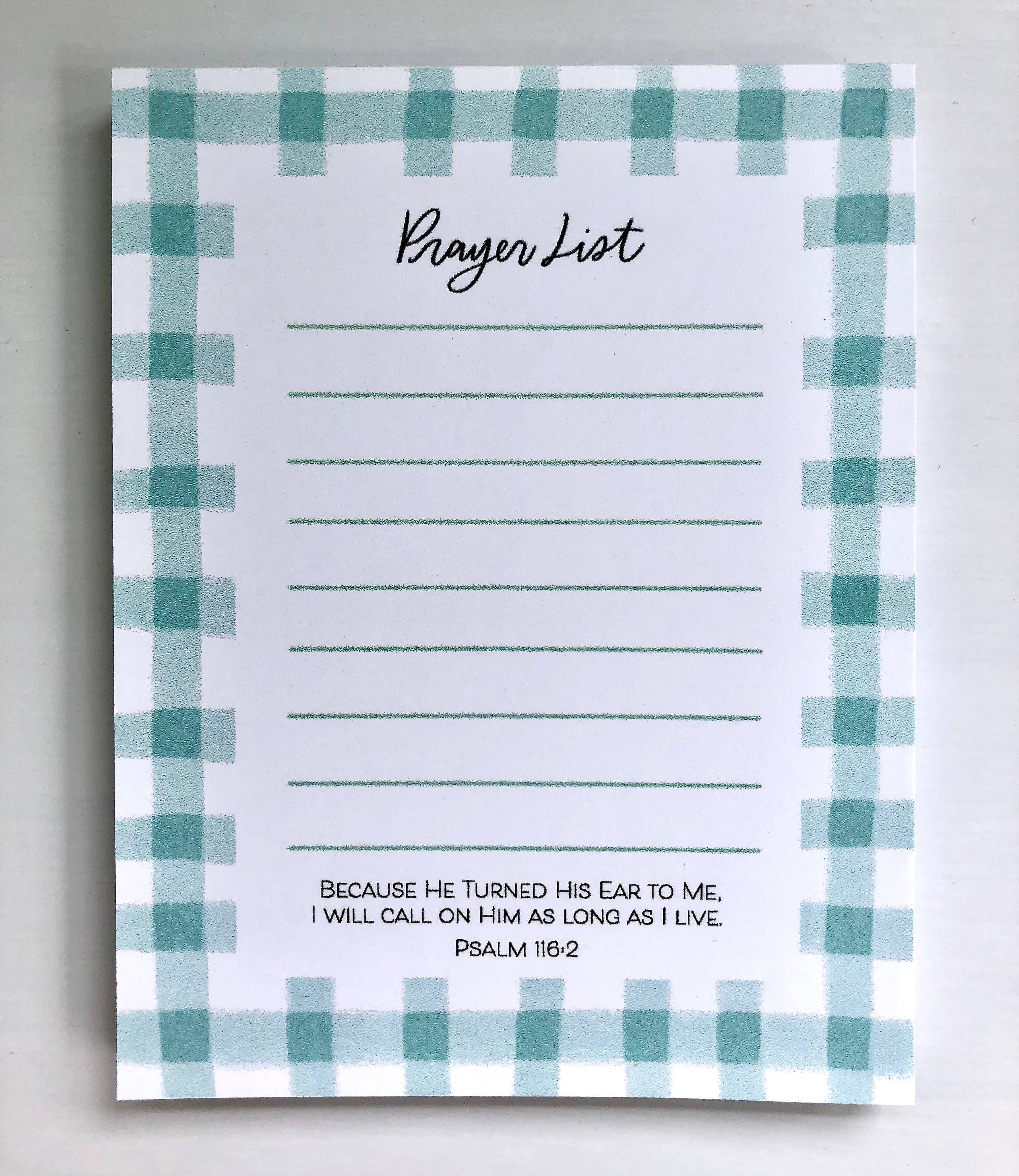 Gingham Prayer List Note Pads