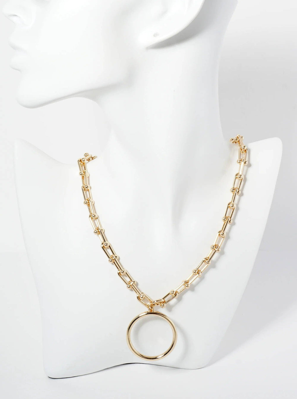 Metal Circle Pendant With HardWear Chain Necklace