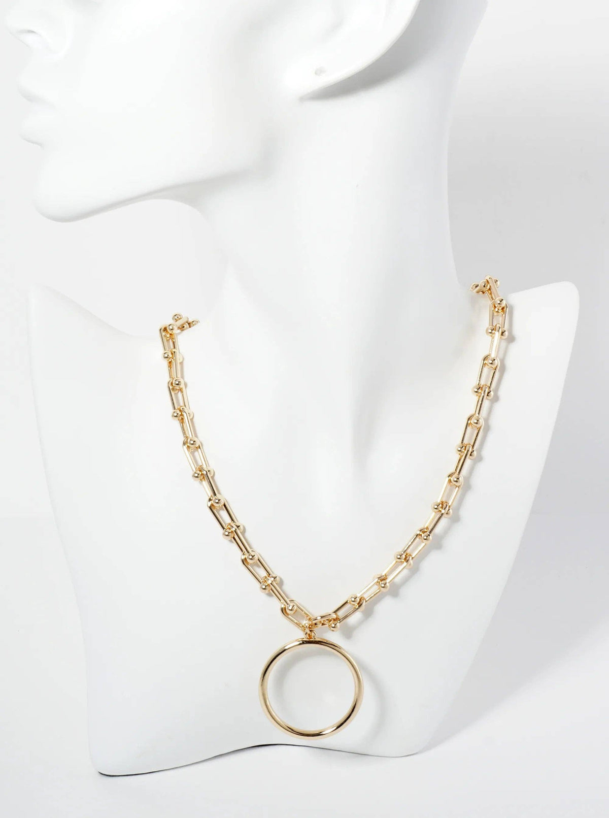 Metal Circle Pendant With HardWear Chain Necklace