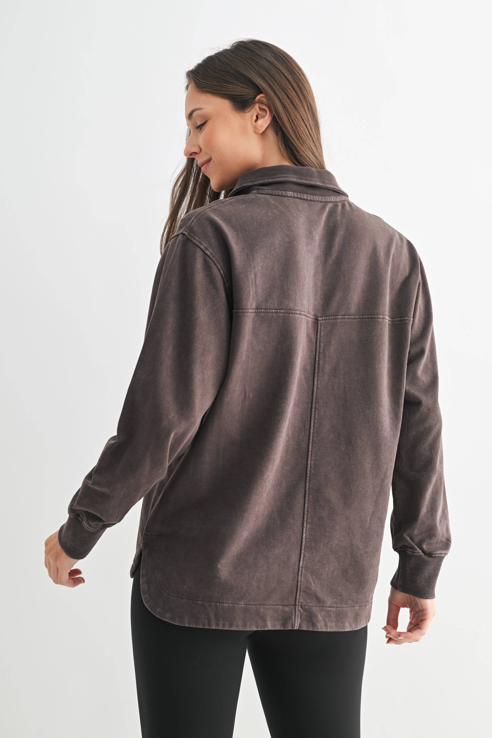Sierra Half Button Mineral Wash Collared Shirt