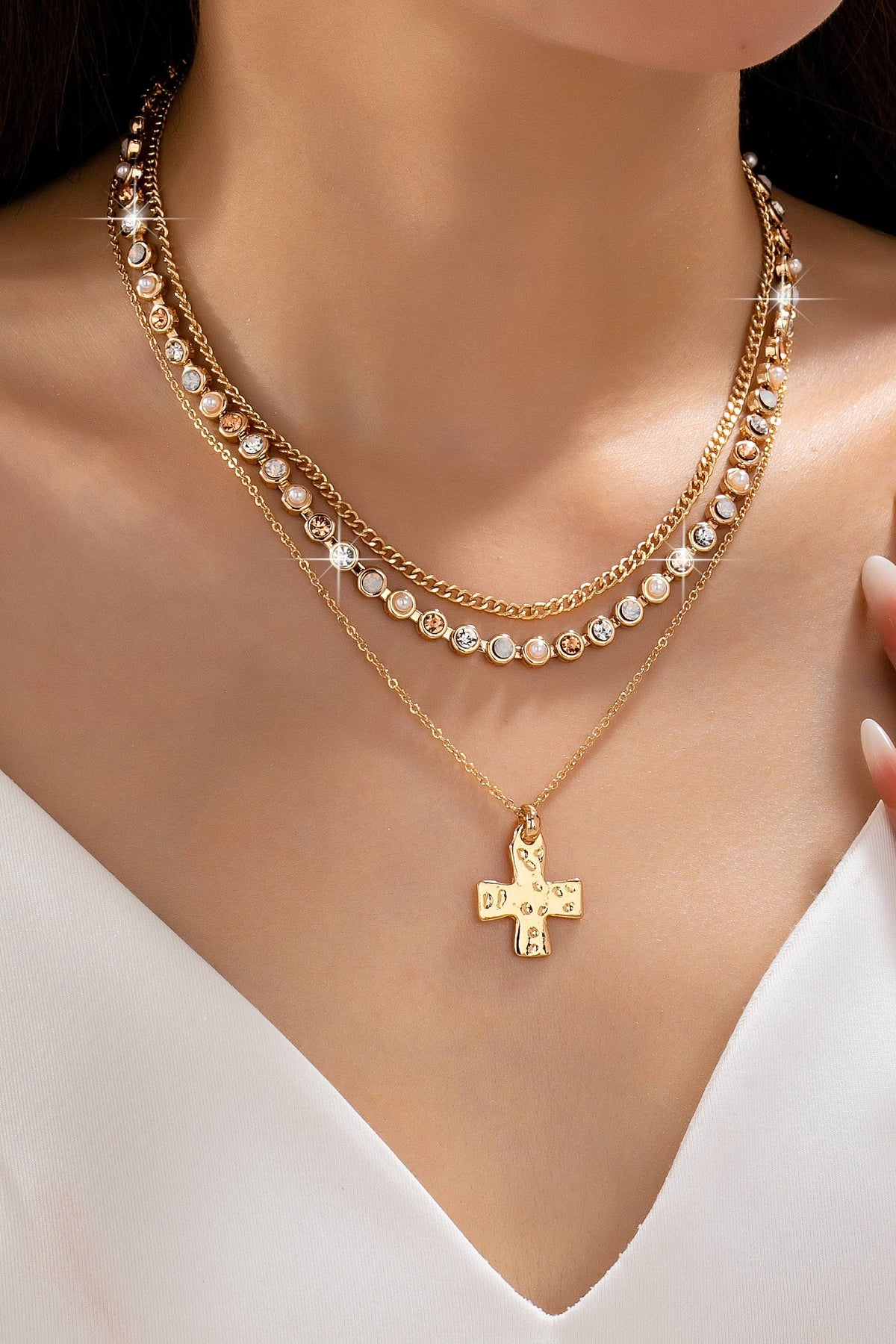 Multi-Layered Cross Pendant Necklace