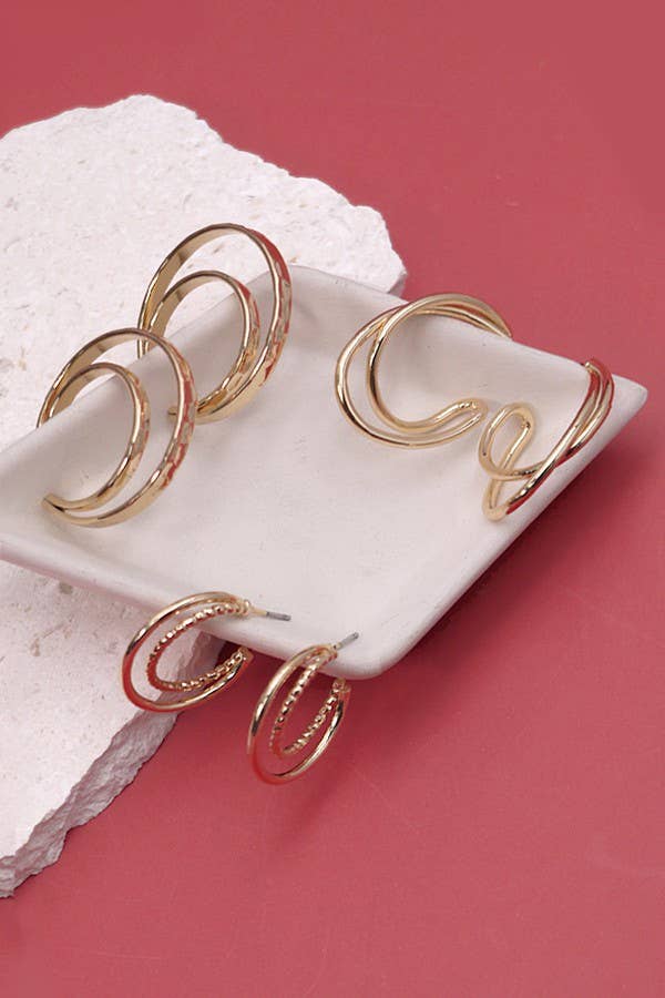 GEO HOOP TRIO SET EARRINGS