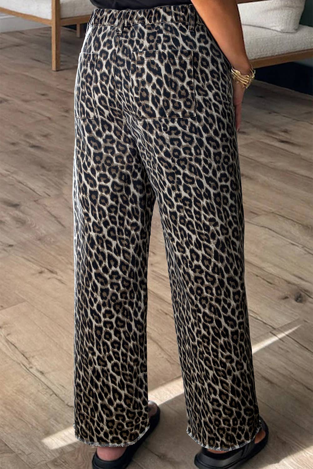 Western Apparel Leopard Straight Loose Leg Jeans
