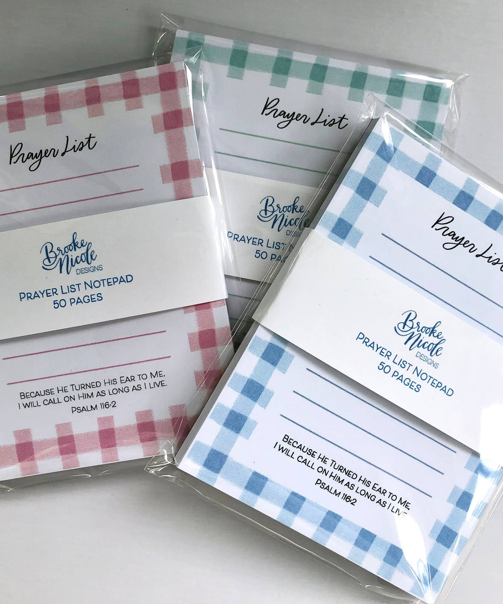 Gingham Prayer List Note Pads