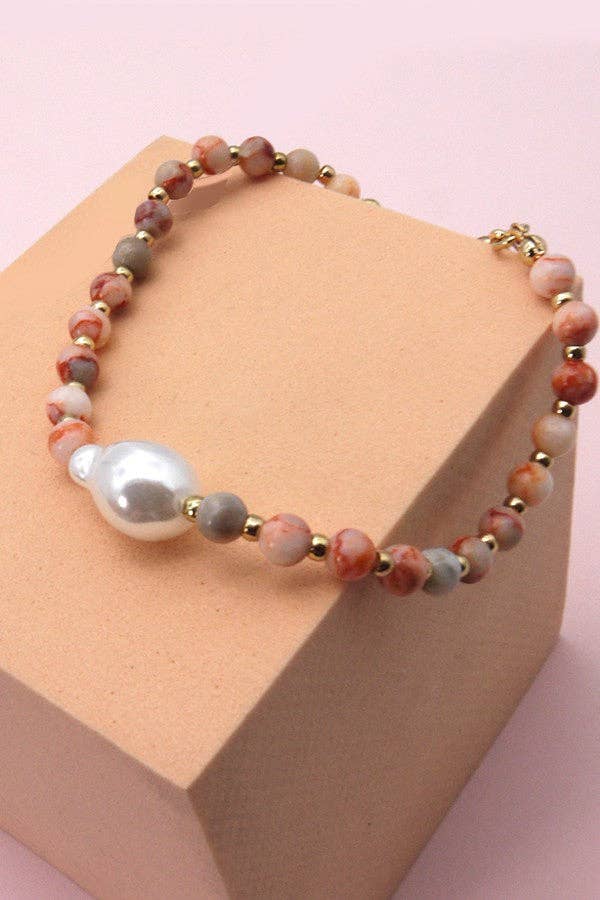 STONE BEADED PEARL BRACELET