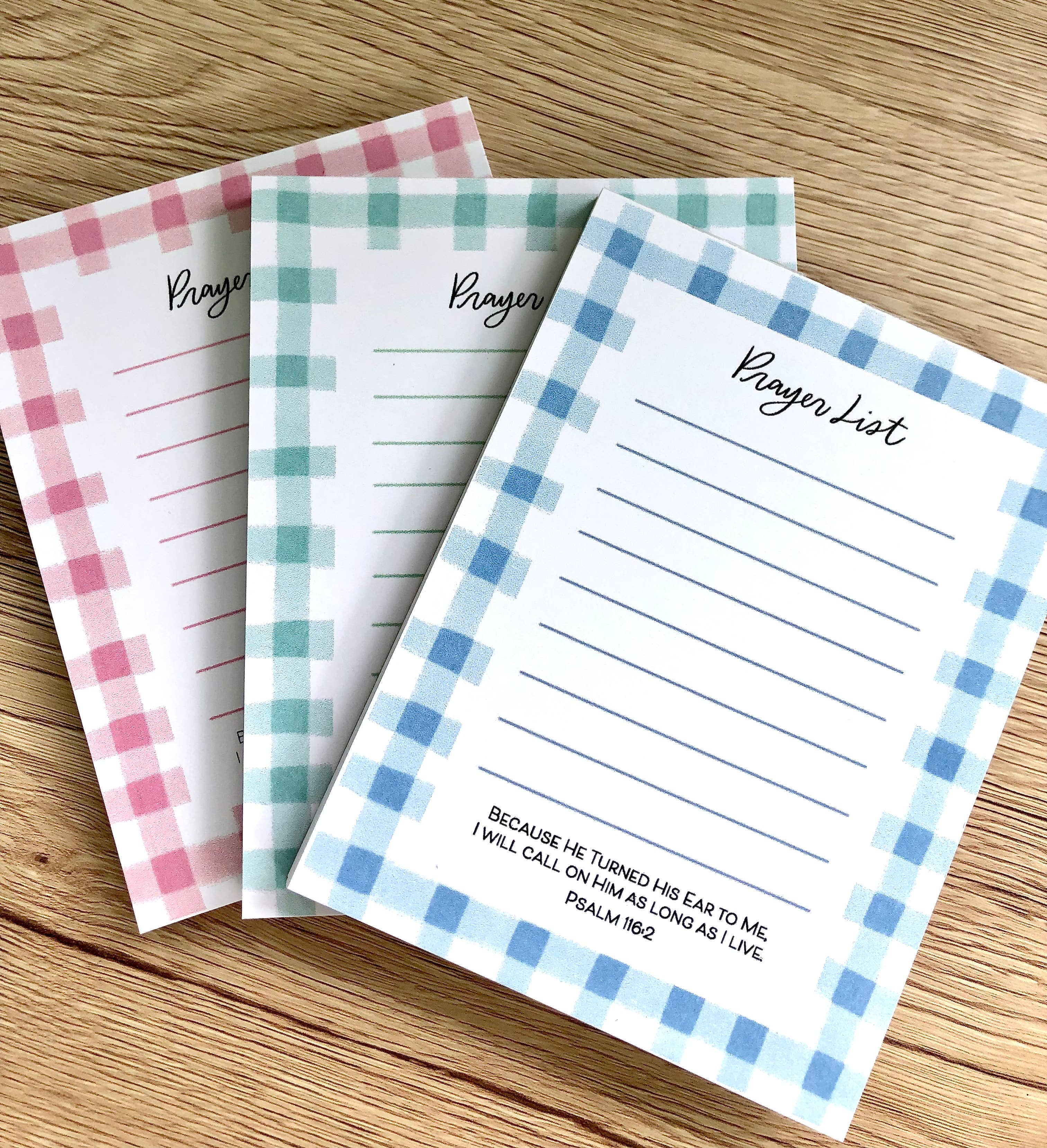 Gingham Prayer List Note Pads