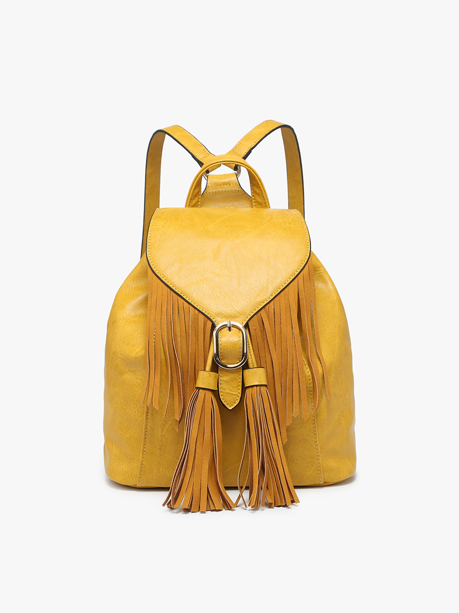 Jewel Fringe Bucket Backpack – Distressed Vegan Bag