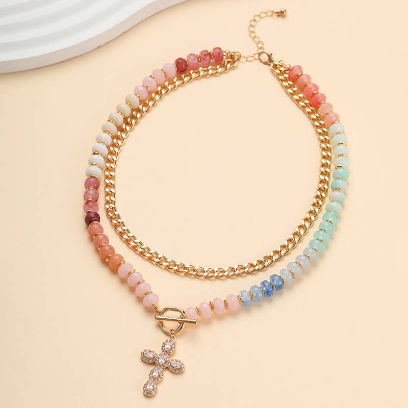 Multi Layer Pendant Resin Beaded Necklaces