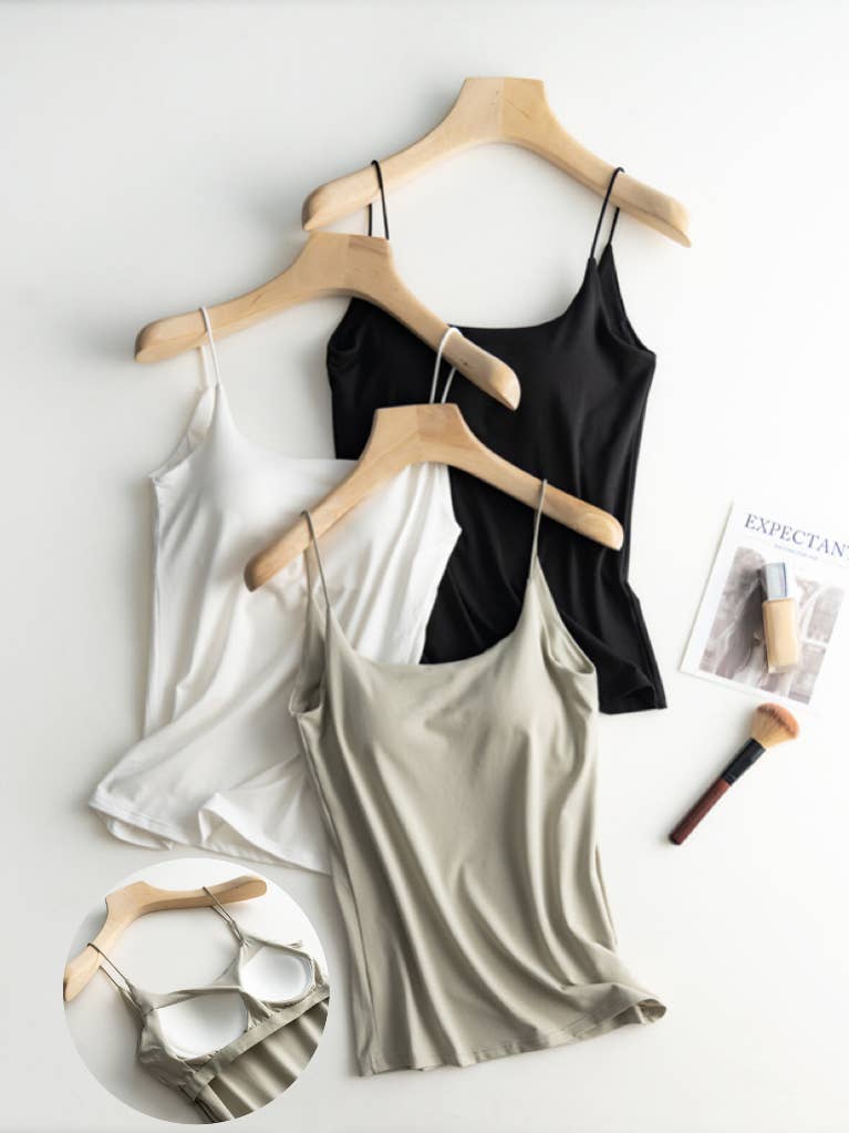Cotton Blend Camisole Self Bra Tank Top