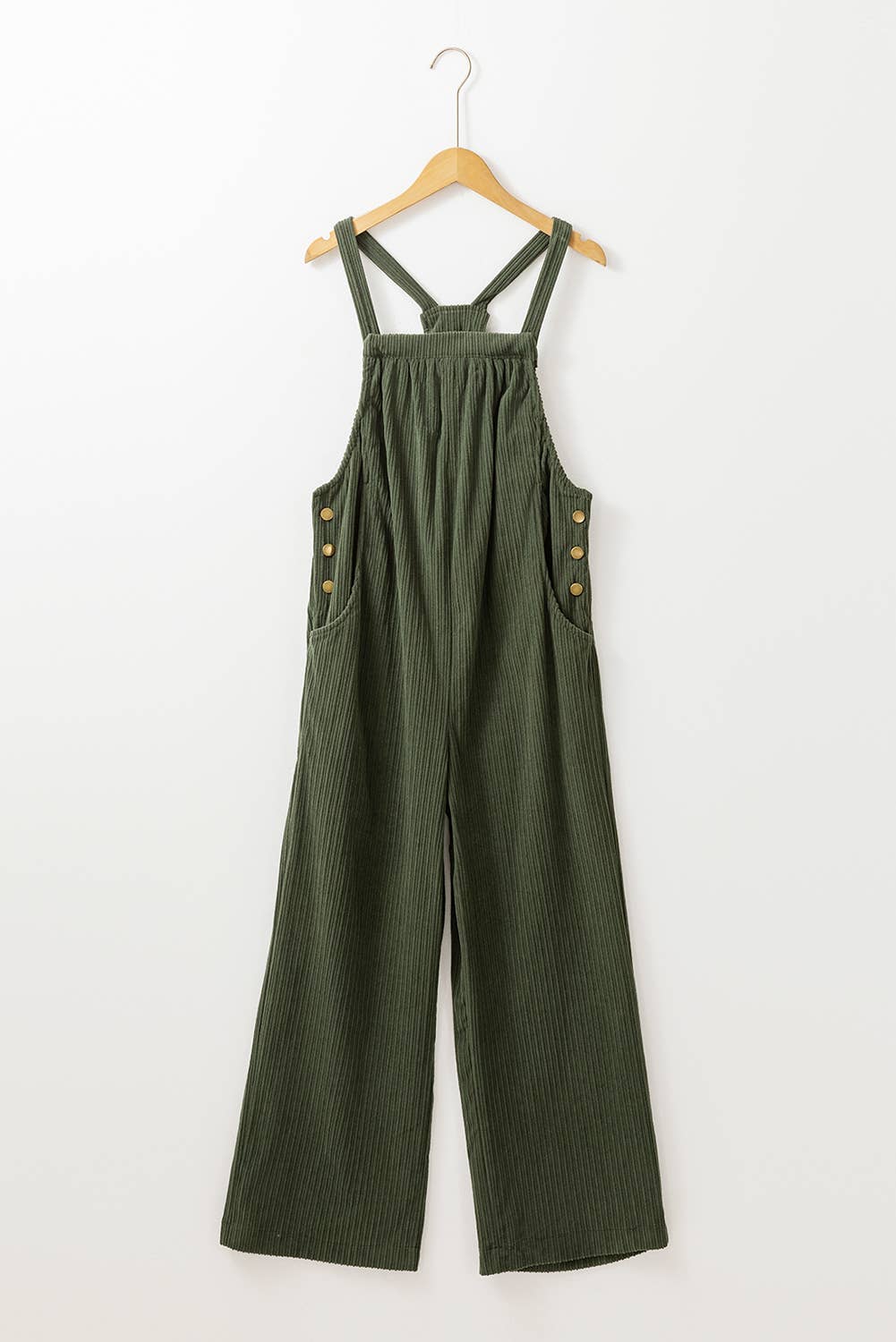 Corduroy Pocketed Wide Leg Loose Fit Overall