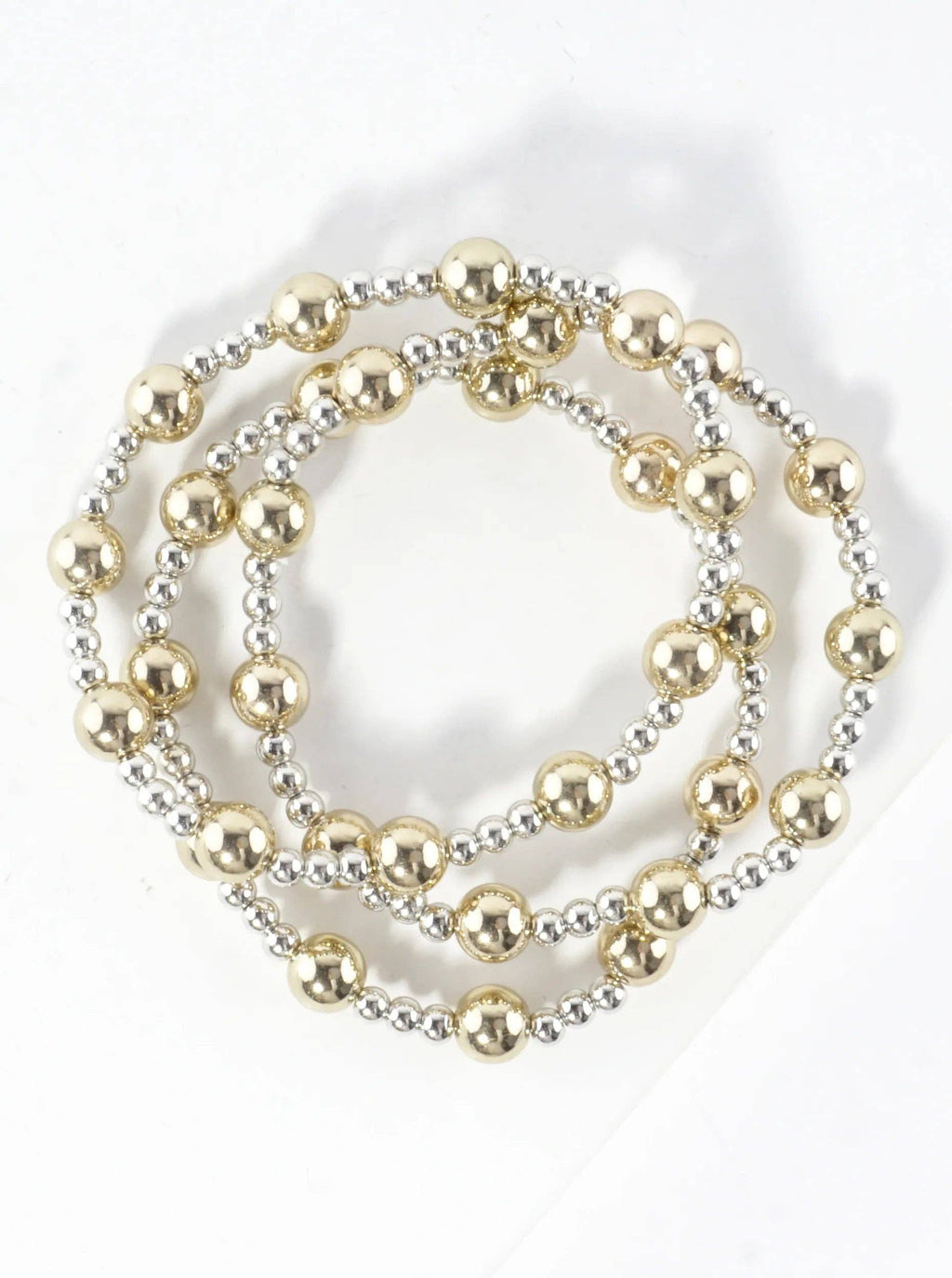 3PC-Set Alternating Beads Stretch Bracelets