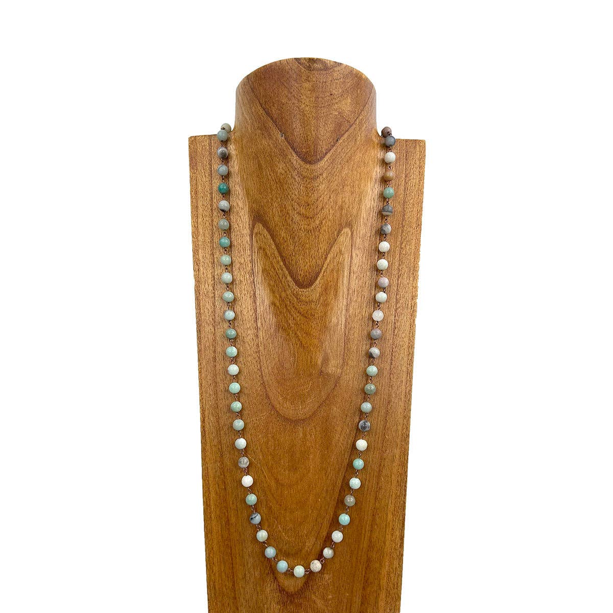 Copper Metal & Jade Chain Necklace