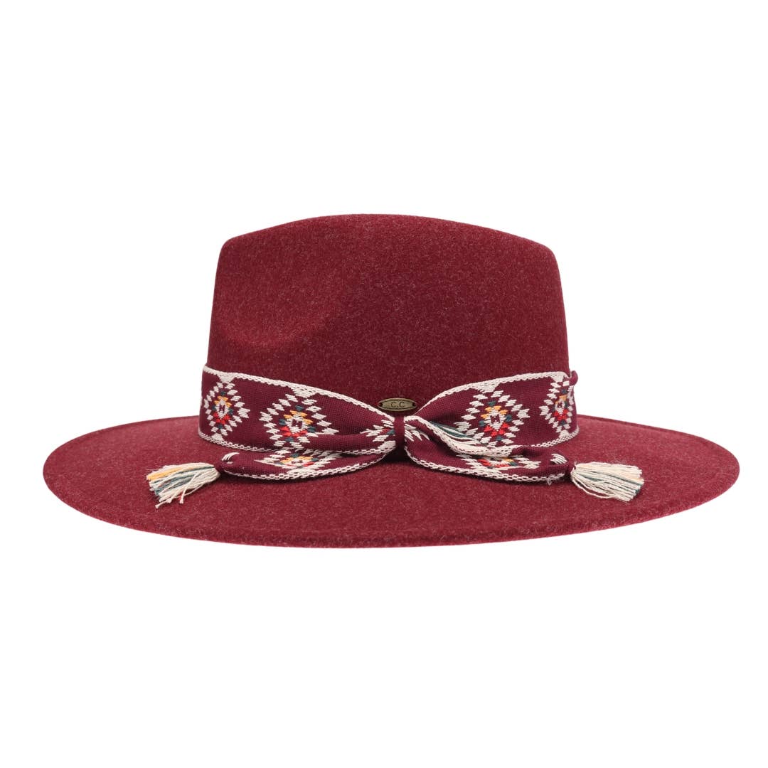 Aztec Trim Band Vegan Fabric C.C Panama Hat