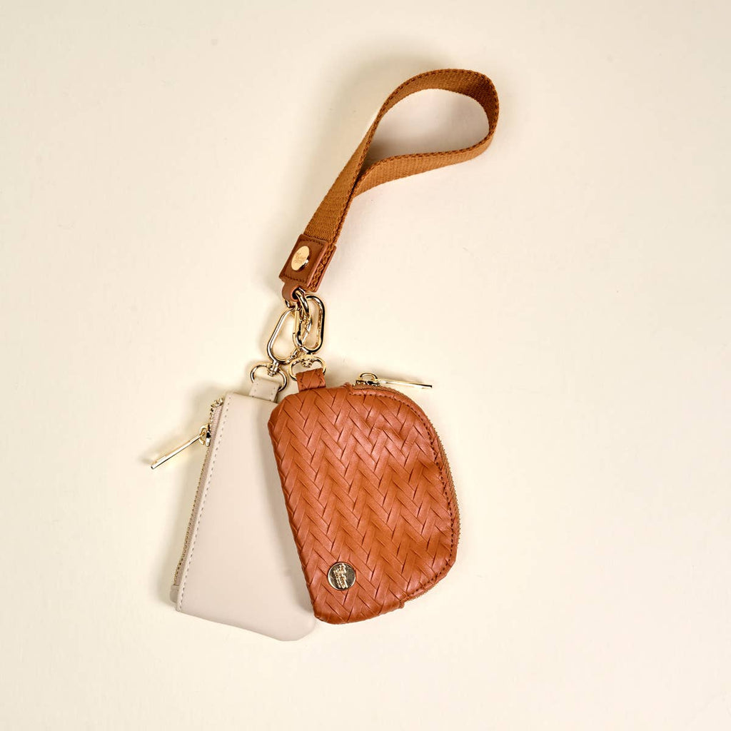 Dynamic Duo Pouch Luxe Wristlet–Brown
