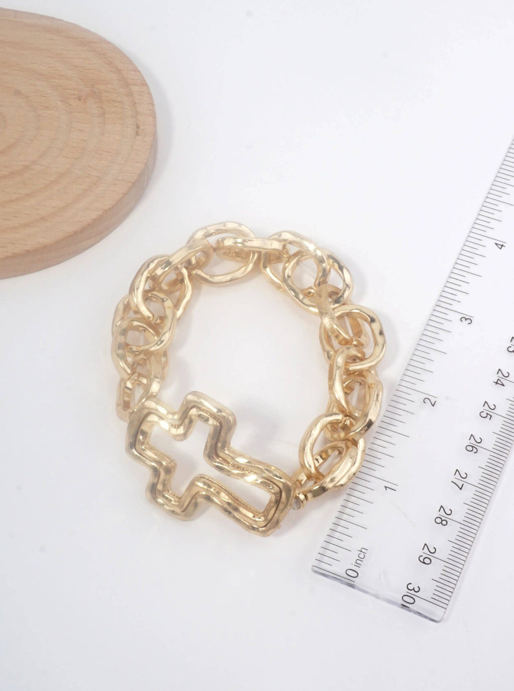 Hammered Cross Stretch Bracelet
