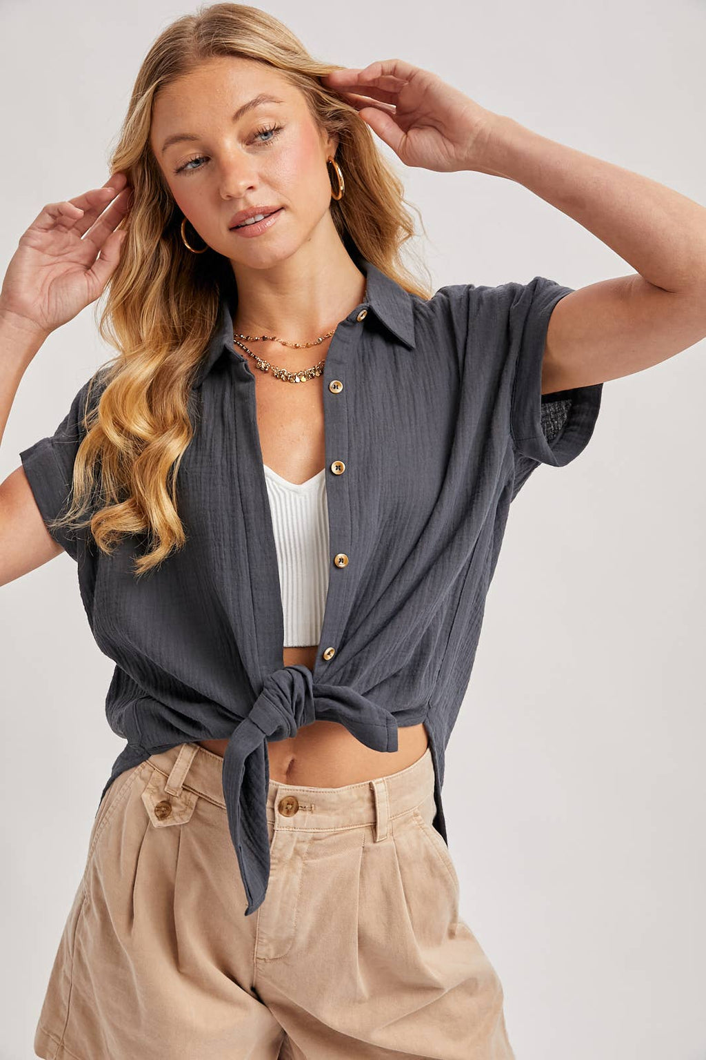 ESSENTIAL BUTTON UP COTTON SHIRT