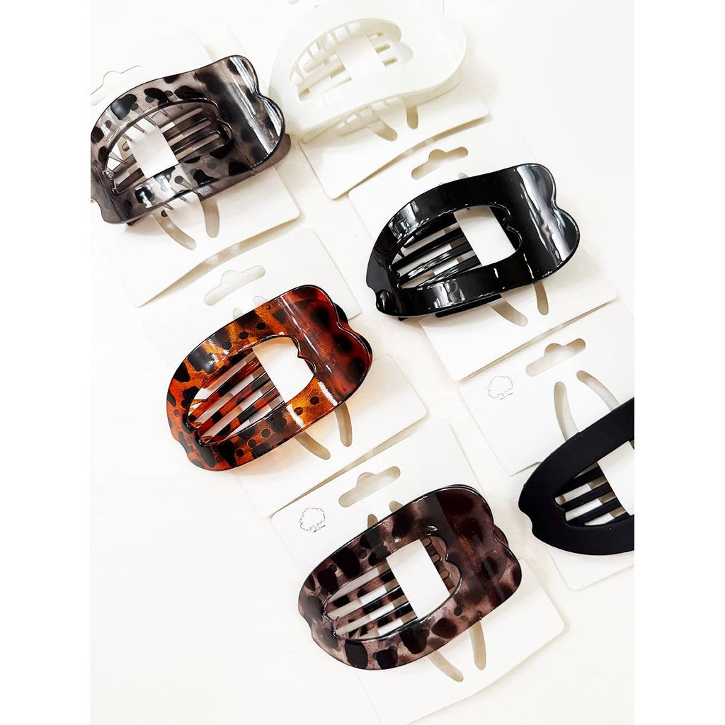 Leopard Mixed Pattern Flat Hair Claw