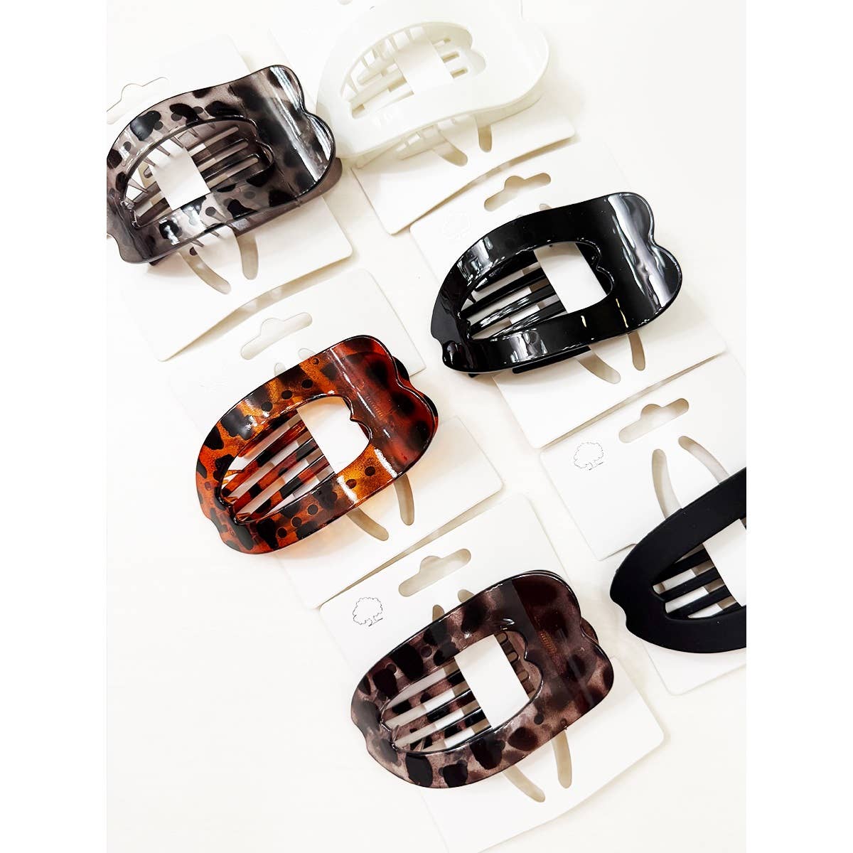 Leopard Mixed Pattern Flat Hair Claw