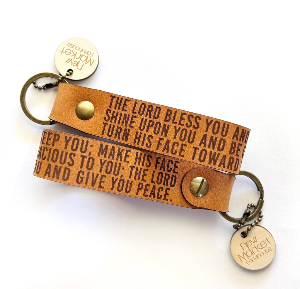 The Lord Bless You & Keep You Leather Keychain Numbers 6:24