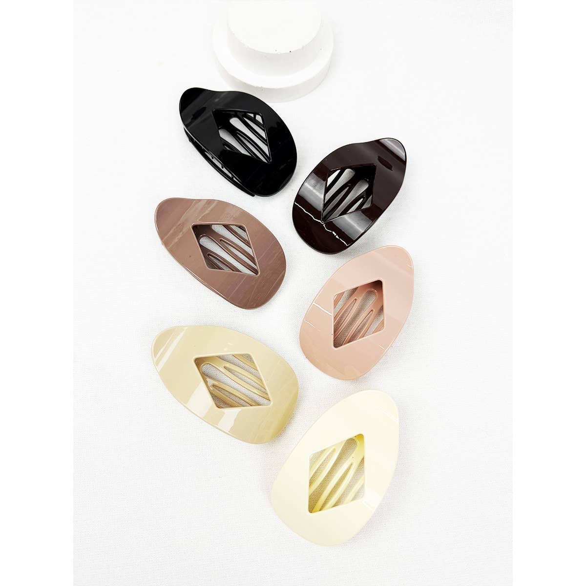 Neutral Tone Diamond Shape Cut out Flat Hair Clip
