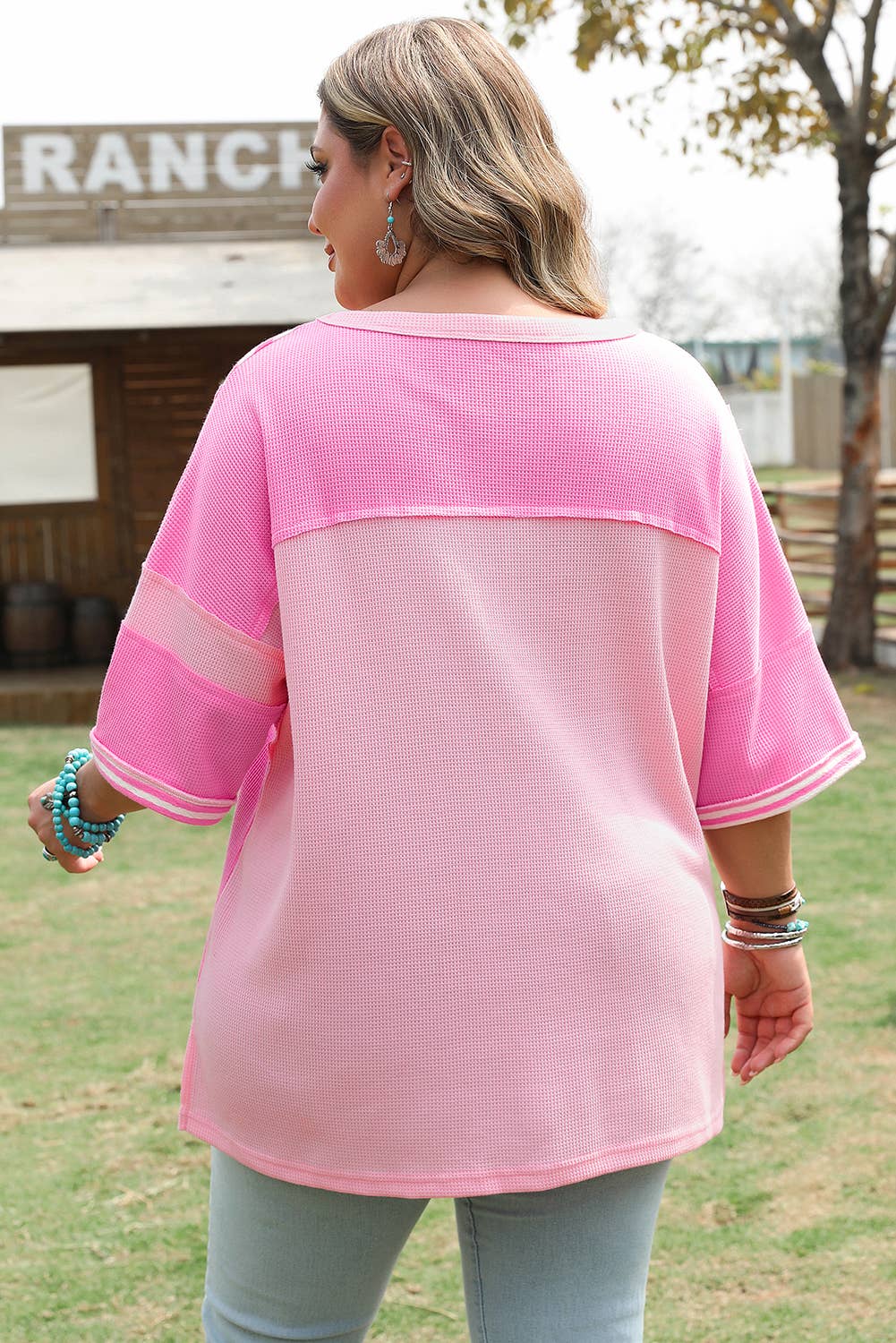 Plus Size Stripe Patchwork Colorblock T-Shirt
