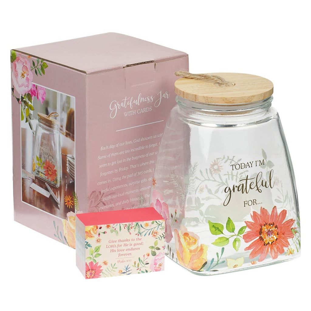 Gratitude Jar w/ Cards Glass