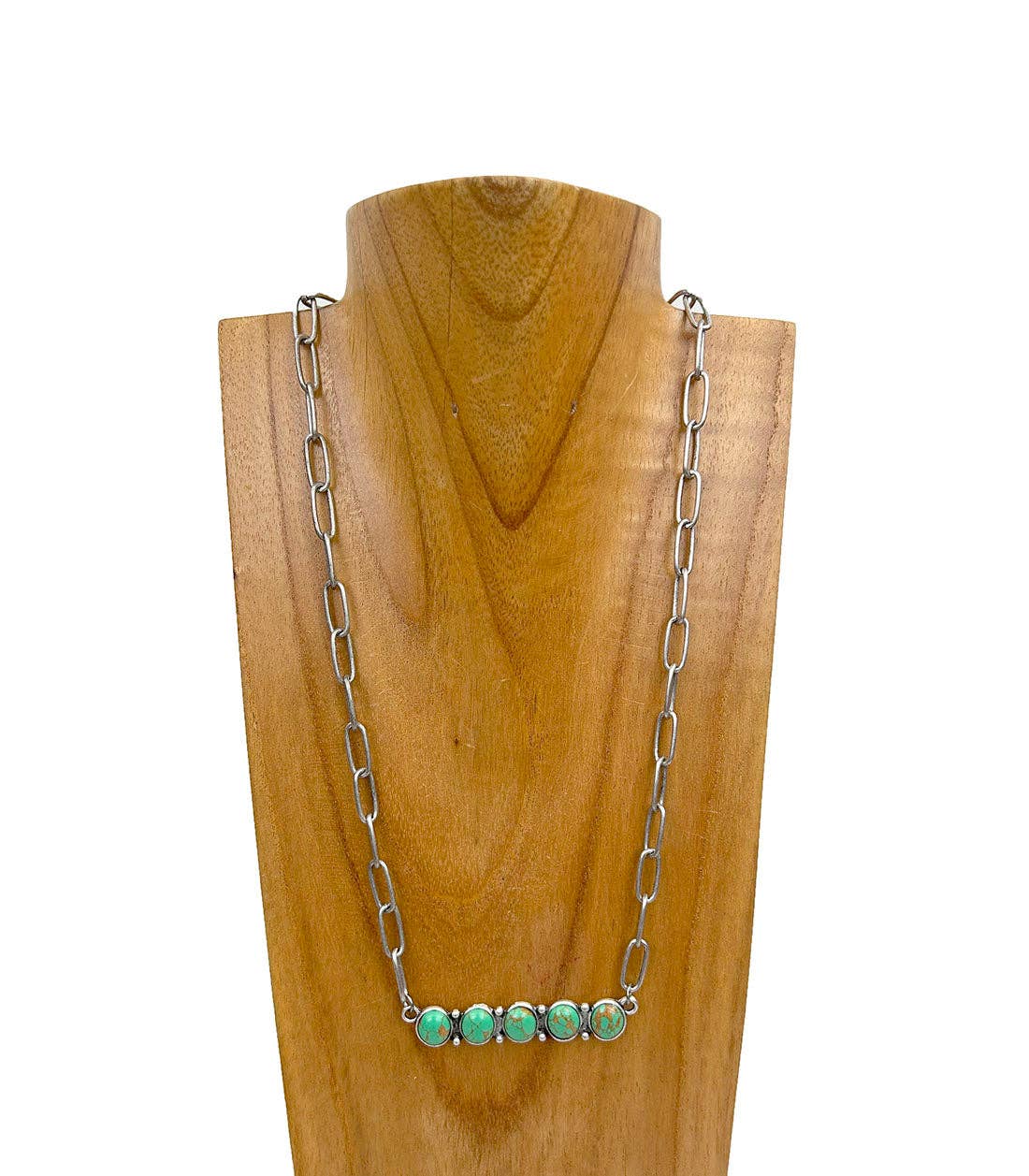 Silver metal chain with stone bar Necklace