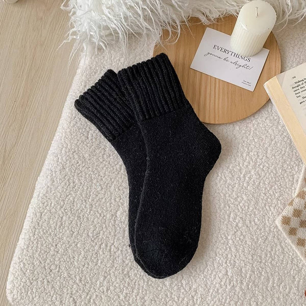Brown Thick Crew Socks Women Winter Warm Cozy