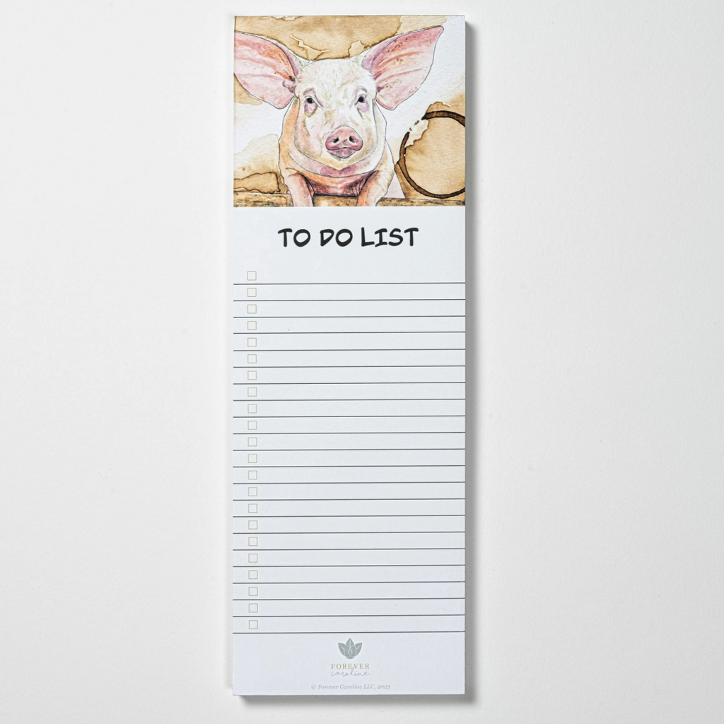 Magnetic Notepad w/ Original Pig Artwork | Cute Memo Pad